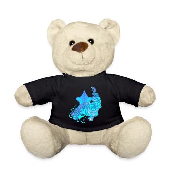 Dragon chinois bleu vif - Nounours - noir - Devant