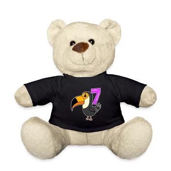 7 ans - 7ème anniversaire - motif d’oiseau toucan - Nounours - noir - Devant