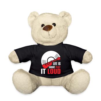 Life is short, play it loud / vinyl guitar bass - Teddy Bear - black - Front