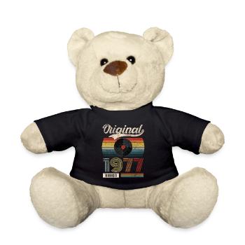 1977 Vintage Anniversaire Cadeau Thé Rétro Style - Nounours - noir - Devant