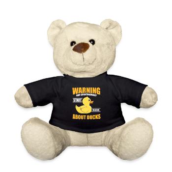 Warning May Talking About Ducks Bath Duckie Rubber - Teddy Bear - black - Front