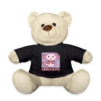 Gamesolotl Cute Kawaii Axolotl - Teddy Bear - black - Front