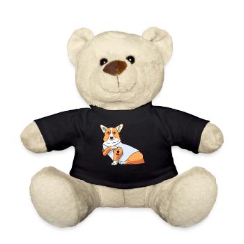 I Love Dad Tattoo Corgi Dog Father's Day - Teddy Bear - black - Front