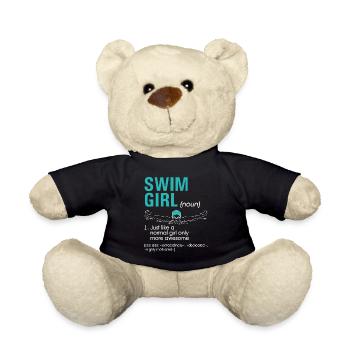 Swim Girl Definition Super Cute Swimming For Girls - Teddy Bear - black - Front