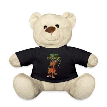 Merry Christmas Lustiges Rentier Weihnachtsmotiv - Teddy - Schwarz - Vorne
