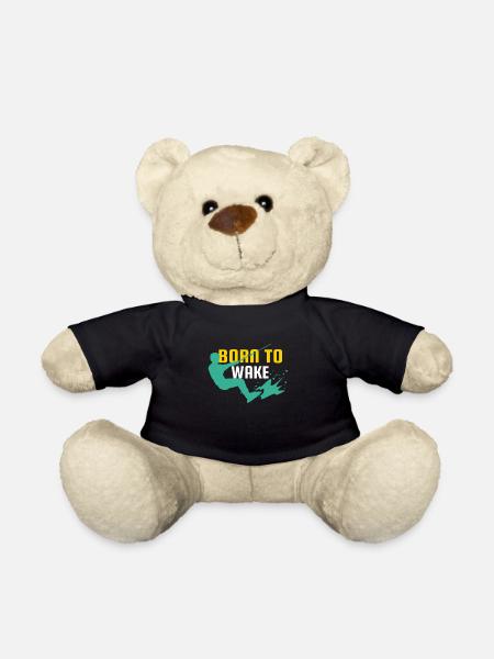 Wakeboard Born To Wake Wakeboarder Wakeboarding - Teddy Bear - black