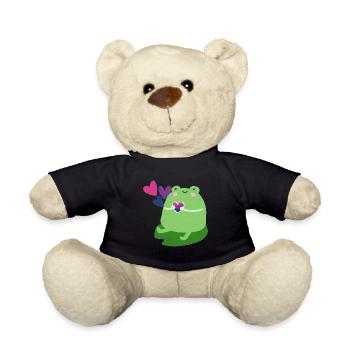 Grenouille douce avec des couleurs de drapeau de fierté bisexuelle - Nounours - noir - Devant