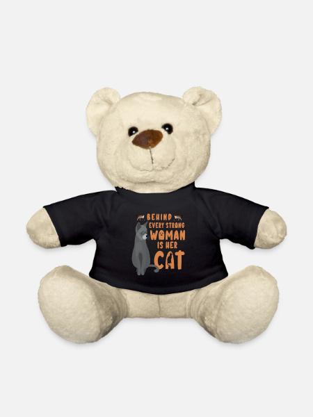 BEHIND EVERY STRONG WOMAN IS HER CAT 11 - Teddy - Schwarz