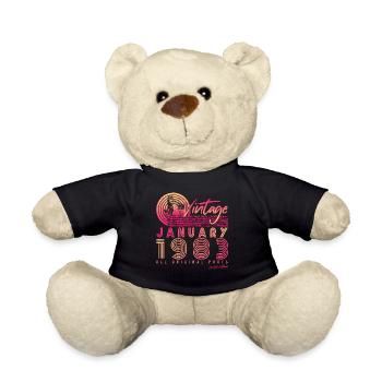Geboren 1983 Im Januar Vintage - Teddy - Schwarz - Vorne