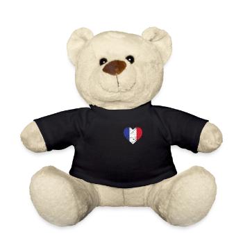 France Heart Flag France Patriot Fan - Nounours - noir - Devant