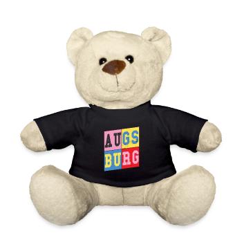 Augsburg Deutschland Stadt Schrift Retro Heimat - Teddy - Schwarz - Vorne