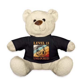 13.Geburtstag Jungen Video Gamer Level 13 Unlocked - Teddy - Schwarz - Vorne
