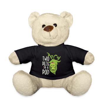 Two Peas in a Pod Valentines Day In Love - Teddy Bear - black - Front
