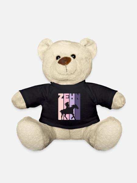 Kinder 10. Geburtstag Reiterin Pferde Fan 10 Jahre - Teddy - Schwarz