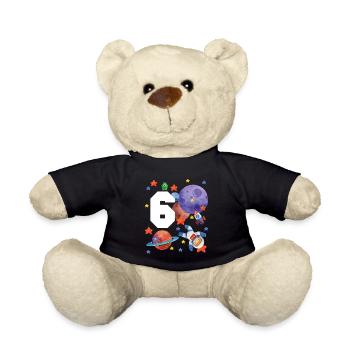 Anniversaire des enfants 6 ans Filles Garçons Astronaute - Nounours - noir - Devant