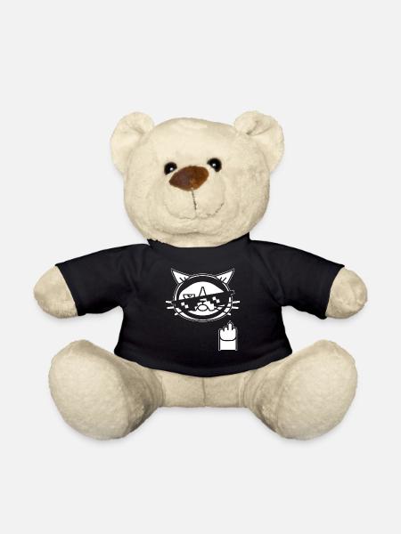 Cat Middle Finger - Flipping Black Cat - Teddy Bear - black