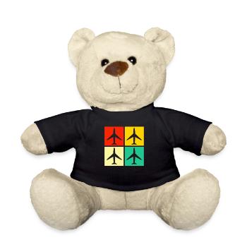 Airplane airplane lover retro - Teddy Bear - black - Front