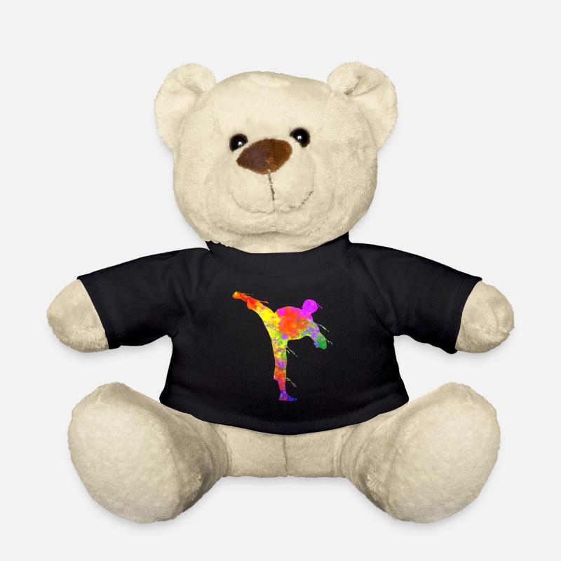 Tae Kwon Do Karate Bunte Silhouette für Mädchen - Teddy - Schwarz