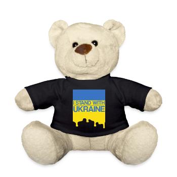 Ich stehe an der Seite der Ukraine mit der Unterstützung der Ukraine Ukrain - Teddy - Schwarz - Vorne