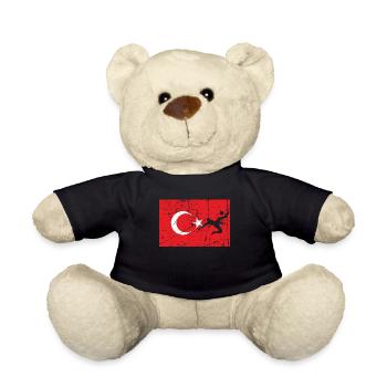 Turkey Turkish Flag - Football - Teddy Bear - black - Front