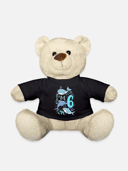6. Geburtstag Wal Hai Delphin Meeresschildkröte - Teddy - Schwarz