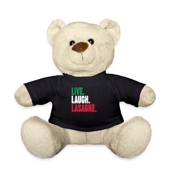 Live Laugh Lasagna Pasta Pizza Cooking Italian - Teddy Bear - black - Front