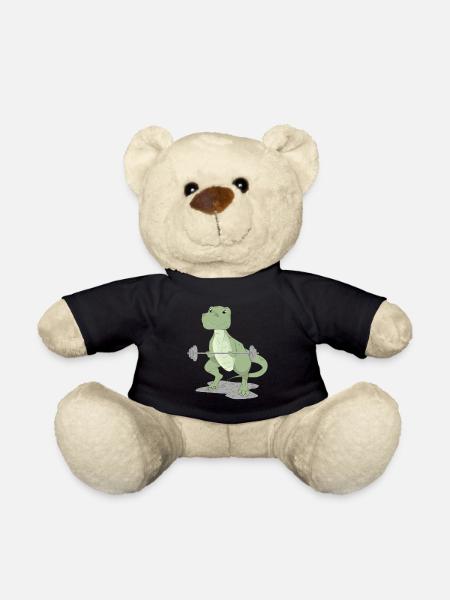 Lustiger Dinosaurier Muskeltraining Kraftsport - Teddy - Schwarz