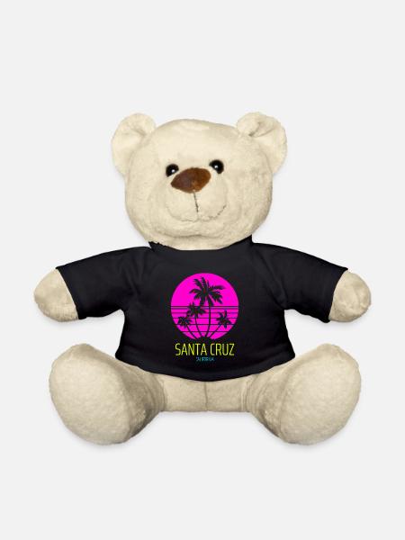 Santa Cruz California Vintage Retro Sunset - Teddy Bear - black