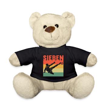 7 Jahre süßes Fußball Fußballer 7. Geburtstag - Teddy - Schwarz - Vorne