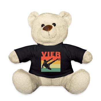 4 Jahre süßes Fußball Fußballer 4. Geburtstag - Teddy - Schwarz - Vorne