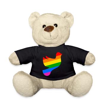 LGBTQ Friedenstaube mit Regenbogenfahne - Teddy - Schwarz - Vorne