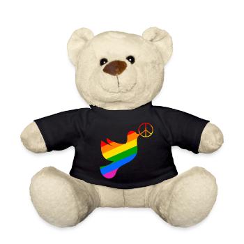 Friedenstaube in regenbogenfarben mit Peacezeichen - Teddy - Schwarz - Vorne