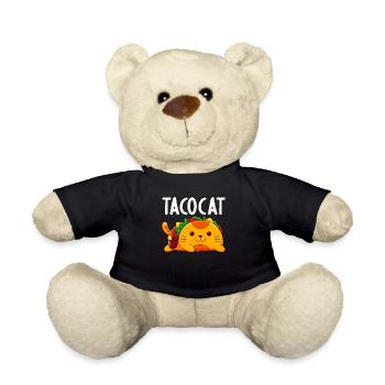 TacoCat Spelled Backwards Is TacoCat - Palindromes - Teddy Bear - black - Front