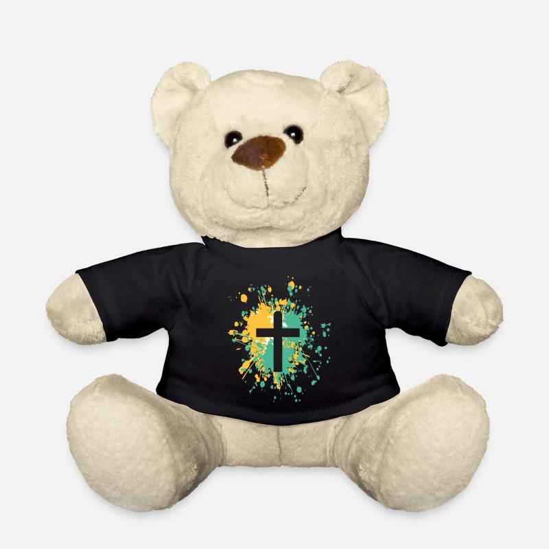 Symbole de croix chrétienne Couleur Splash - Nounours - noir