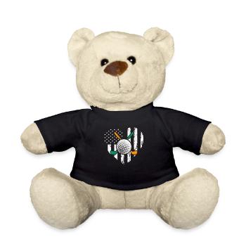 Irish American Flag Golfer St. Paddy - Teddy Bear - black - Front