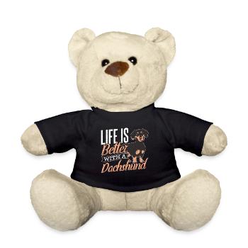Dackel Dackelhund - LIFE IS BETTER WITH A DACHSHUN - Teddy - Schwarz - Vorne