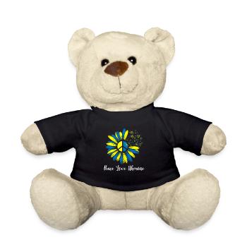Peace Love Ukraine Flower - Teddy - Schwarz - Vorne