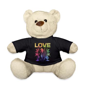 Wave Surfing Surfboard Surfer Watersurfing Love - Teddy Bear - black - Front
