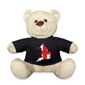 England - National border in national flag - Teddy Bear - black - Front