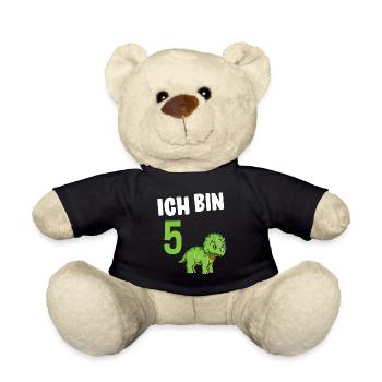 5 Geburtstag Dinosaurier 5 Jahre Alt Geschenk - Teddy - Schwarz - Vorne