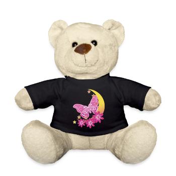 Moth Rose Moon Occult Moth Goth - Teddy Bear - black - Front