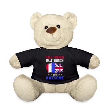 Half French Half British - Teddy Bear - black - Front