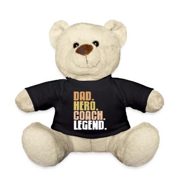Dad. Hero. Coach. Laying. Retro Coaching Tea - Teddy Bear - black - Front