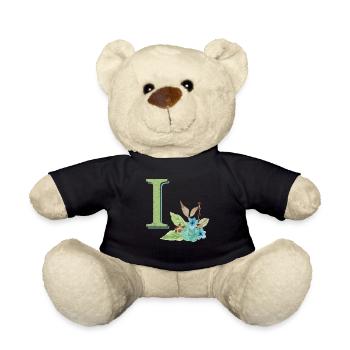 Lettre I verte géante prénom naissance jardin vert - Nounours - noir - Devant