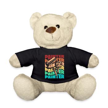 Painter Painting Silhouette - Teddy Bear - black - Front