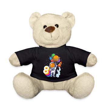 Astronaut 8th Birthday Space Boy Gift - Teddy Bear - black - Front