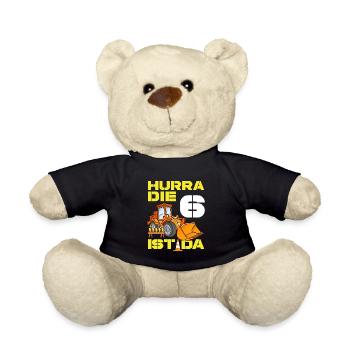 Excavator 6th Birthday Excavator Driver Boy Gift - Teddy Bear - black - Front