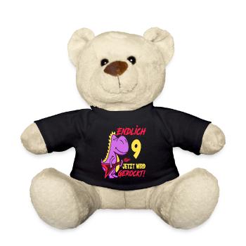 Dinosaurier 9. Geburtstag Gitarre Mädchen Geschenk - Teddy - Schwarz - Vorne