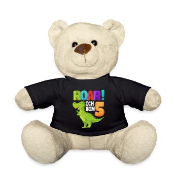 Ich Bin 5 Dinosaurier 5. Geburtstag Jungs Geschenk - Teddy - Schwarz - Vorne