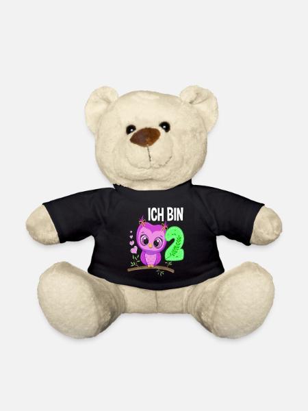 Ich Bin 2 Eule 2. Geburtstag Eulen Mädchen - Teddy - Schwarz